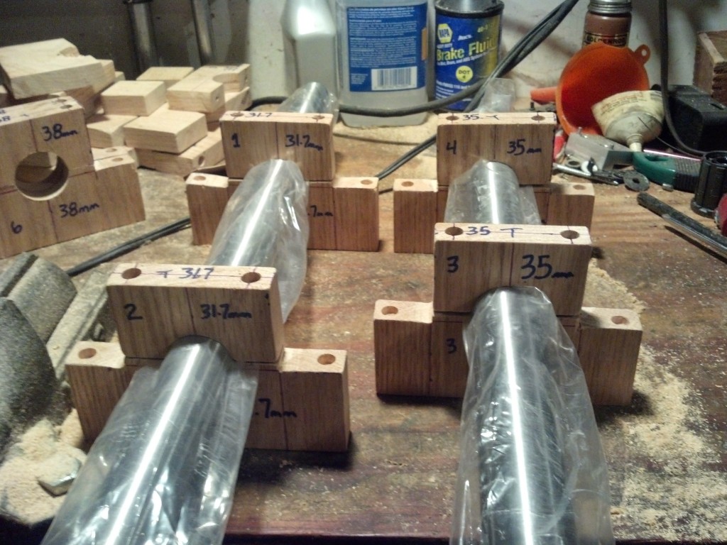 Tube blocks for homemade frame jig.