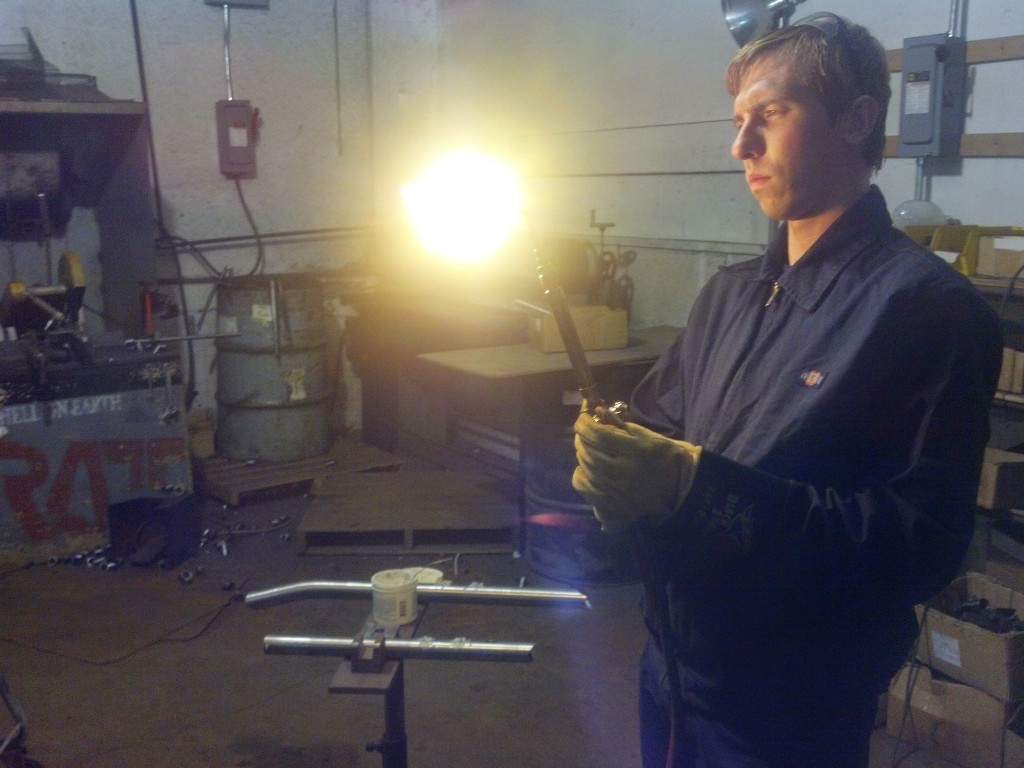 Paul Dotsenko preparing the torch for brazing